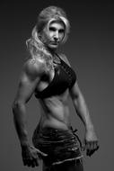 woman with athletic body in black and white photo