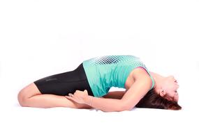 Woman, doing exercise, at white background, in light