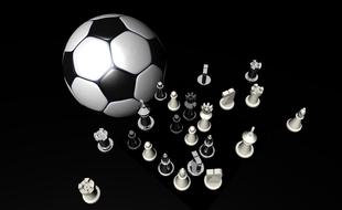 chess figures and football ball graphic