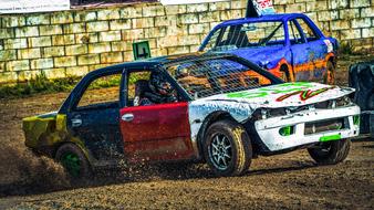bright painted Car speeding on dirt