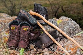 Hiking Walking Boots on stones