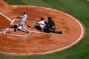 panoramic view of the baseball field with players