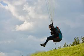 Paraglider Takes To grass