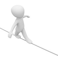 3d man walking on a string