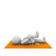 abstract person doing yoga exercise on mat, render