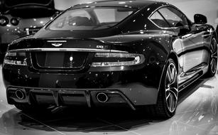 Aston Martin car black and white