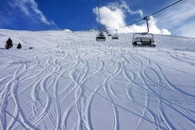 Snow Winter Mountain ski tracks
