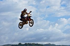 motorcycle stunt in the air