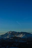 mountains against the blue sky in the evening
