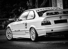 Bmw M3 E36 in black and white background