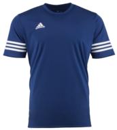 Blue and white, striped "Adidas" t-shirt, at white background
