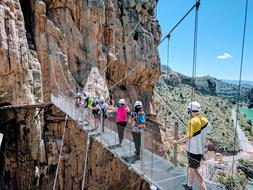 People on the beautiful Path of the King in Caminito Del Rey, Malaga, Spain