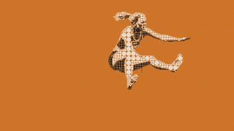 athletics, girl in long jump, digital art