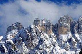 Monte Civetta, scenic rocky mountains at clouds, italy, Dolomites