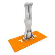 yoga, person doing Headstand on mat, render