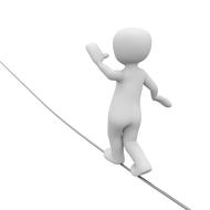 3d model of a man walking on a rope