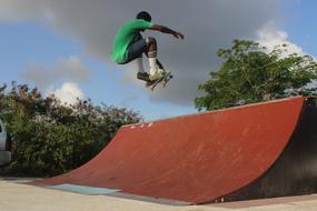 African American skateboarder