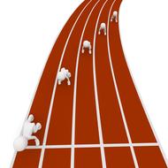 white sprinters at the start on the treadmill