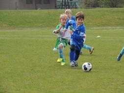 children's team of soccer players on the field