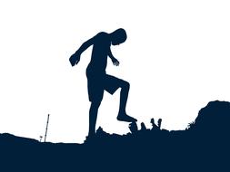 silhouette boy football drawing