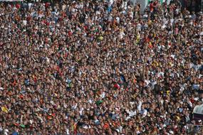 Colorful crowd of the people, on the football game