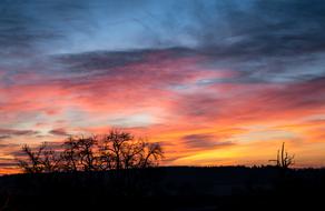 Skies Silhouette red blue