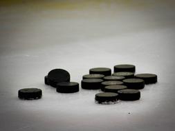 Hockey Pucks close-up