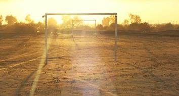 landscape of Empty Goals on Football field