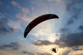 power paraglider against the background of the evening sky