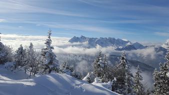 gorgeous ski area on snowy winter, austria, KÃ¶ssen