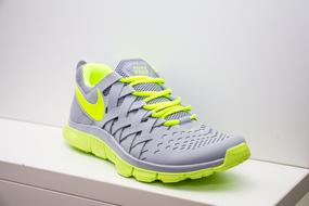 gray green sports shoes