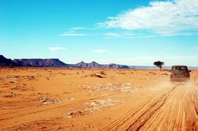 Rally in the desert landscape of morocco