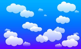 painted white clouds on purple blue sky