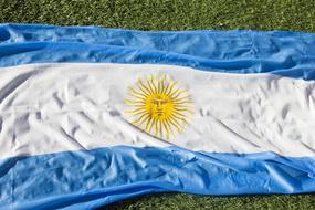 Argentine flag on the lawn