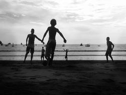 Kids Children Playing balck and white
