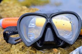 diving mask close up on a blurred background