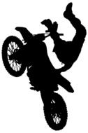 black silhouette of stunt motorcyclist