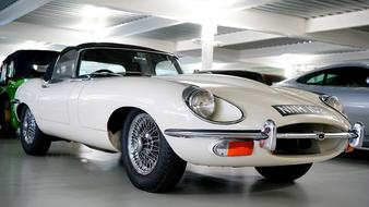 Jaguar Classic Car on parking lot