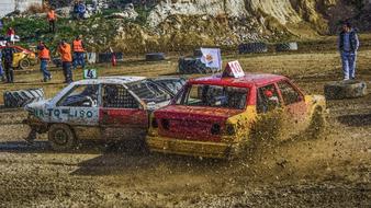 crash of two cars in rally races