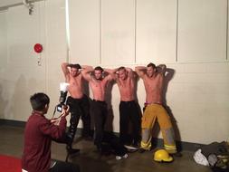 photo session of muscular men in the hall