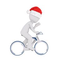 white male with santa hat on bicycle