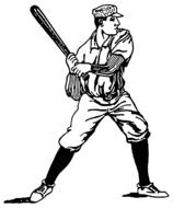 athlete with bat as black and white illustration