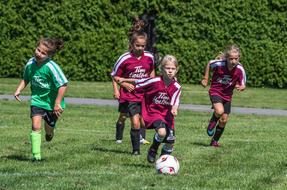 children's soccer team girls on the field
