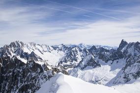 Beautiful Mont Blanc mountain in white snow on the landscape in France