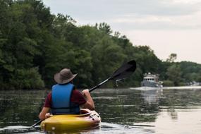 man in Kayak on River at summer