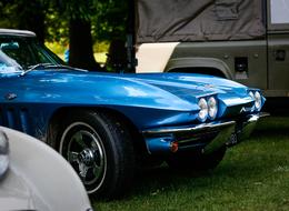 Car retro blue chrome