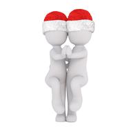 painted two white men in christmas caps dancing tango