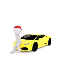 white figure and yellow car