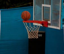 the basketball is on the ring