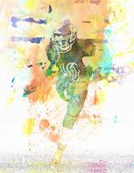 american football, watercolor drawing, digital art